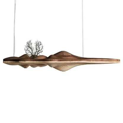 Modern Solid Wood Resin LED Light Pendant