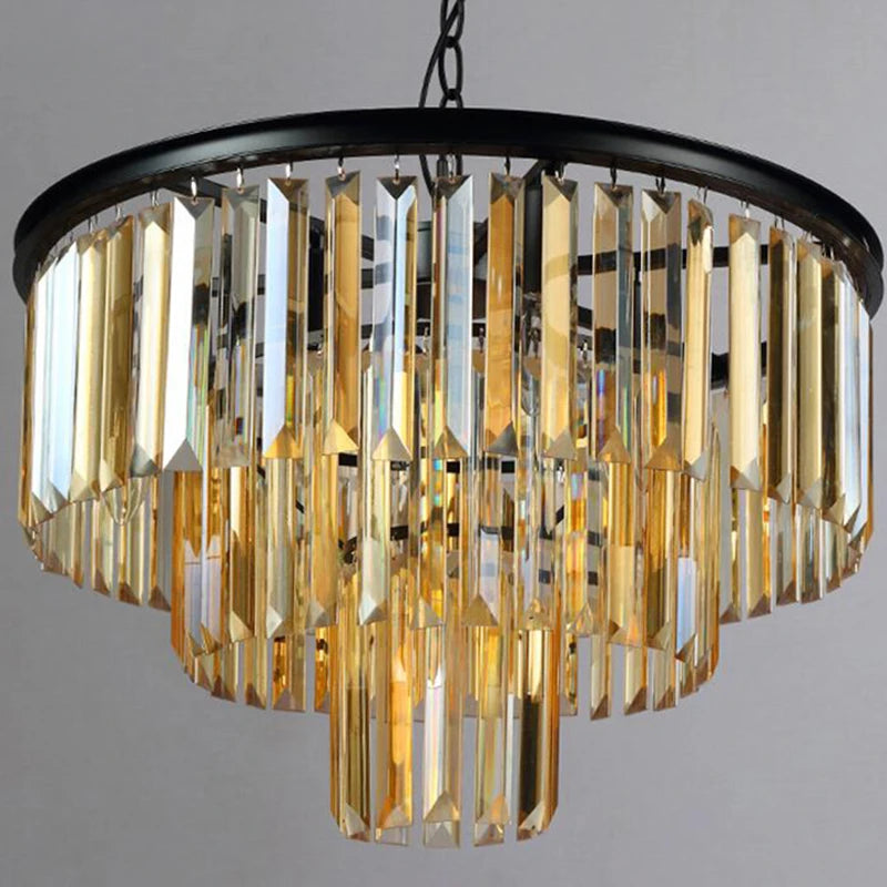 Elegant Smoky Gray Crystal Chandelier