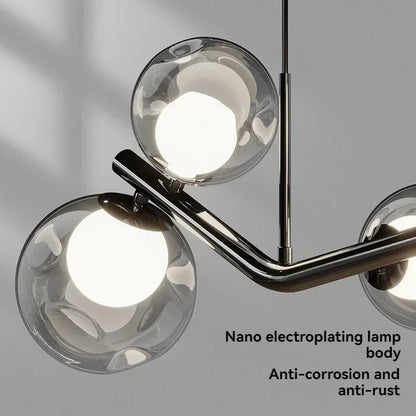 Smoky Gray Glass Led Hanging Chandelier