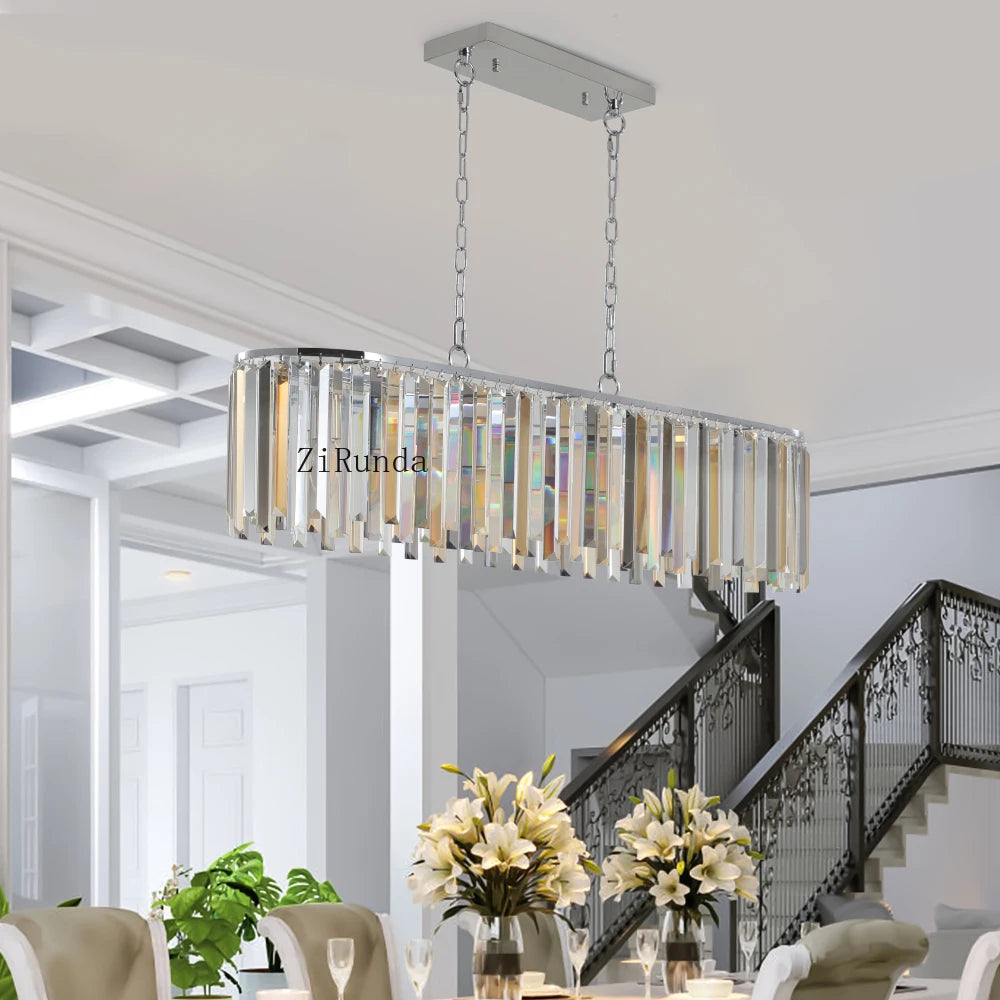 Modern 17" Chrome Crystal Pendant Chandelier