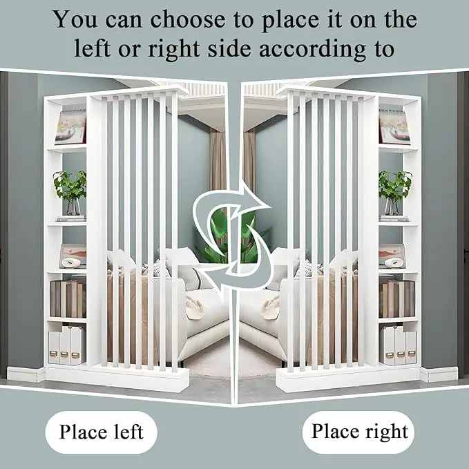 Freestanding Room Divider with Shelves