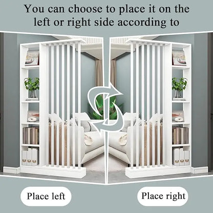 Freestanding Room Divider with Shelves