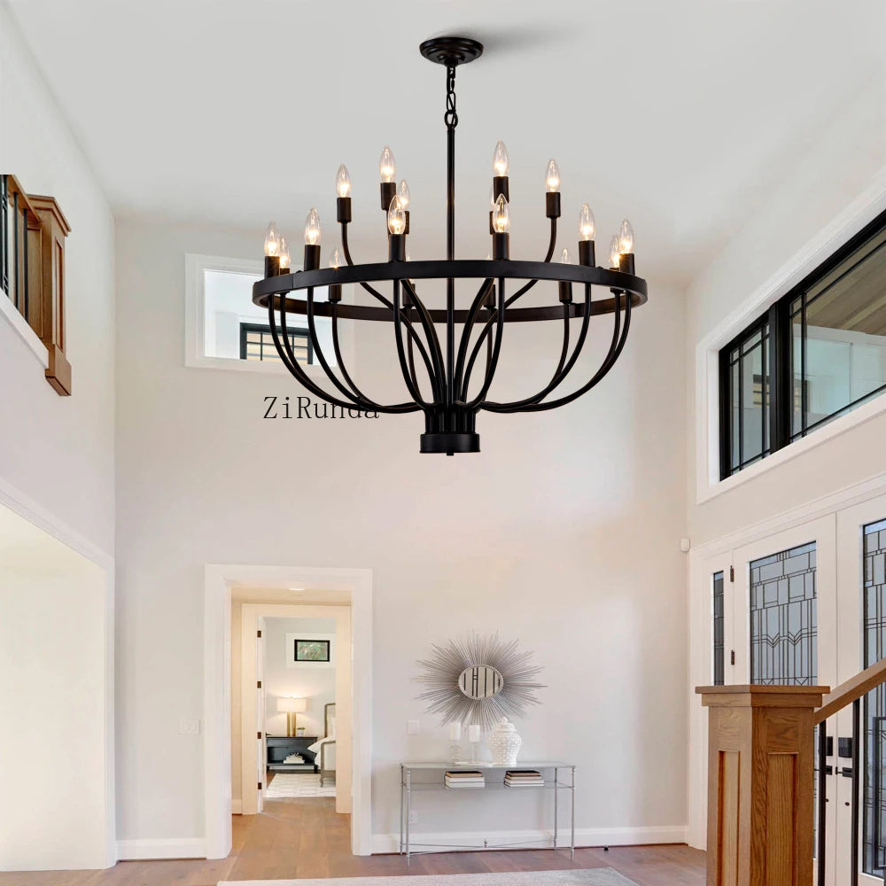 Rustic Vintage Industrial Black Chandelier