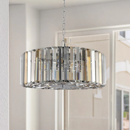 Modern 17" Chrome Crystal Pendant Chandelier