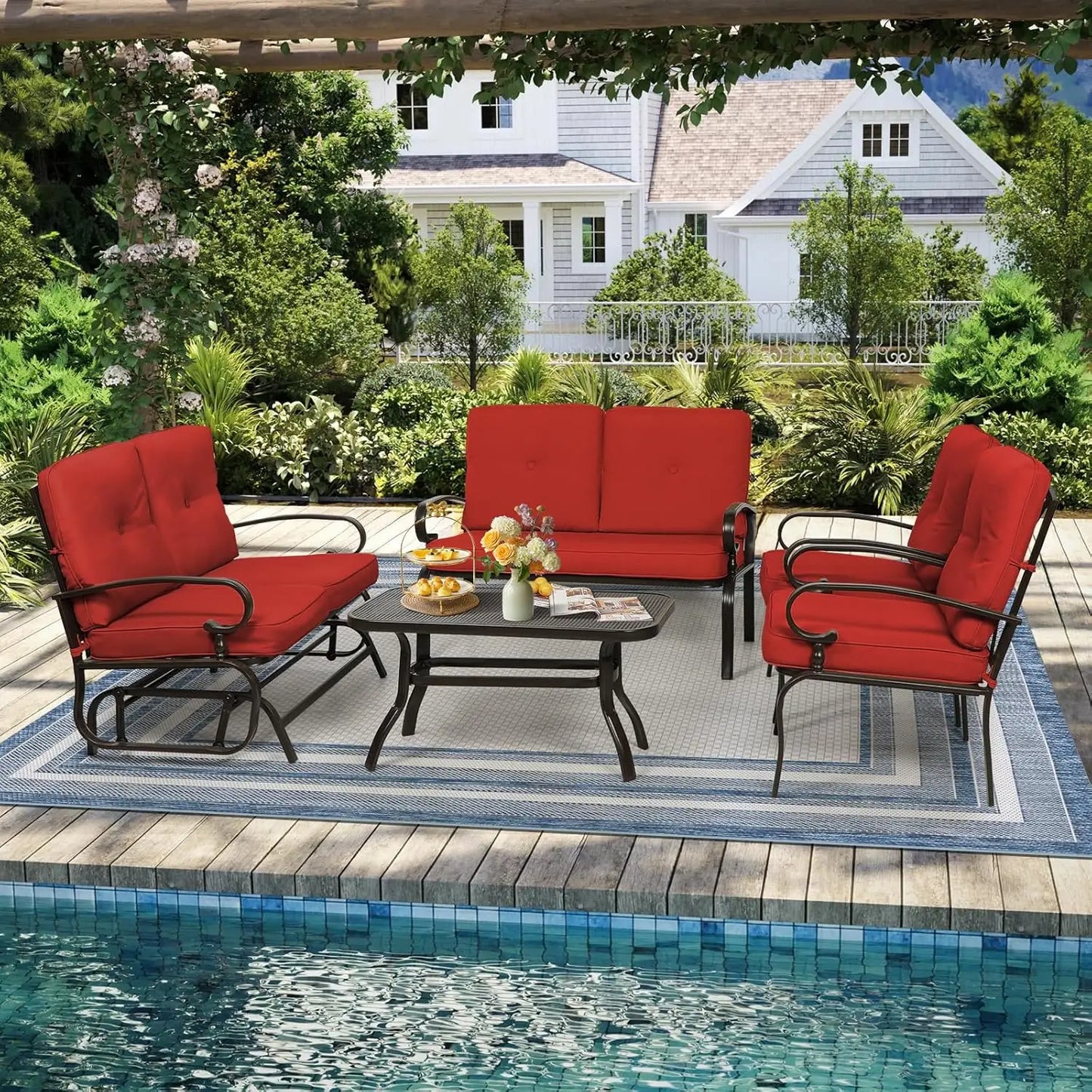 5-Piece Outdoor Metal Patio Furniture Sets