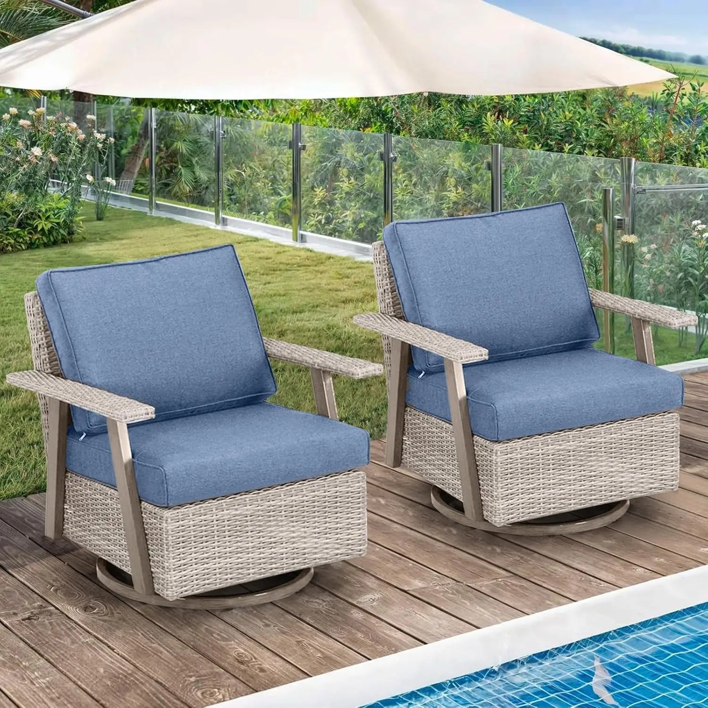 Oversized Swivel Rocking Patio Chairs Set