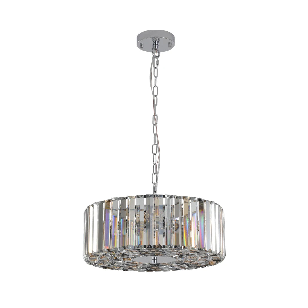 Modern 17" Chrome Crystal Pendant Chandelier