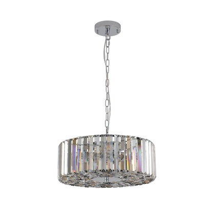 Modern 17" Chrome Crystal Pendant Chandelier