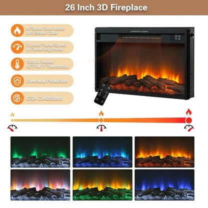 32'' Tall LED Fireplace TV Entertainment Center