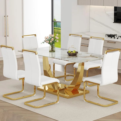 Marble Dining Table Set for 6