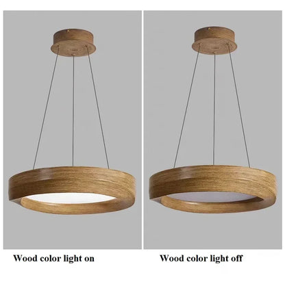 Wabi-sabi Wood Color LED Chandelier Nordic Design Pendant Light