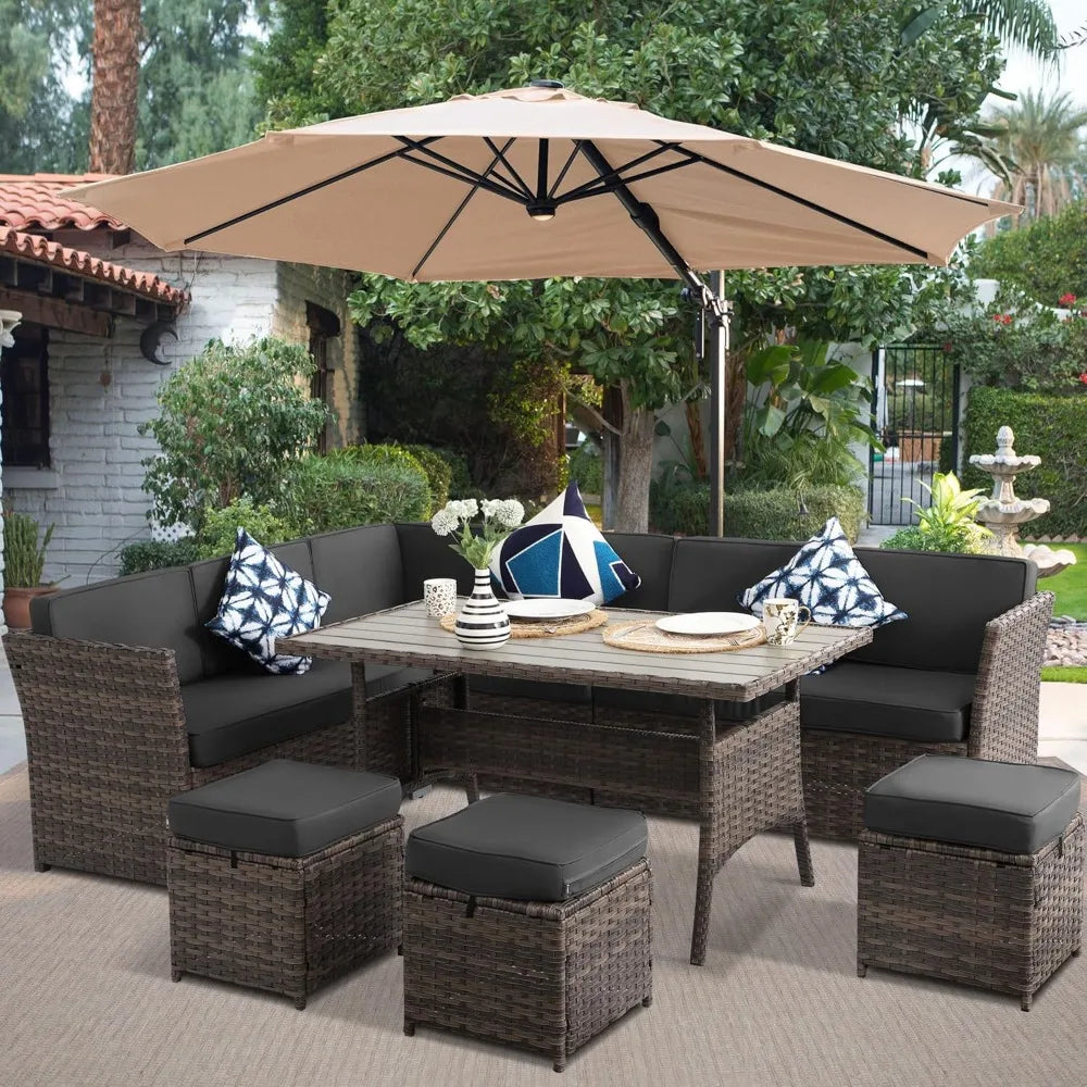7 Piece Wicker Rattan Patio Furniture Set