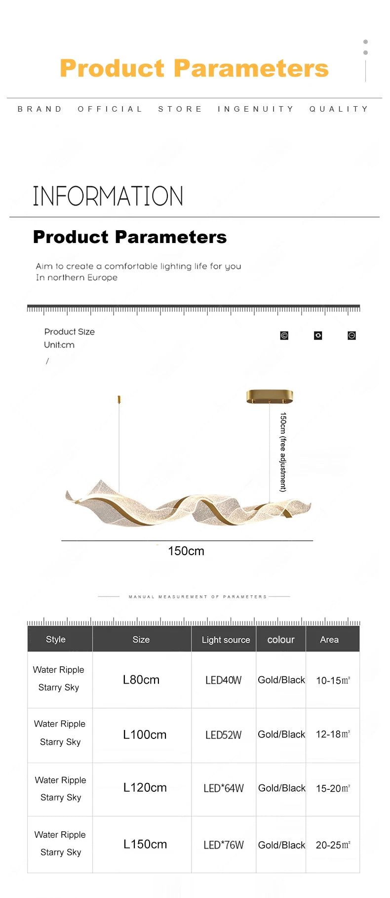 Long Wave Nordic LED Pendant Chandelier