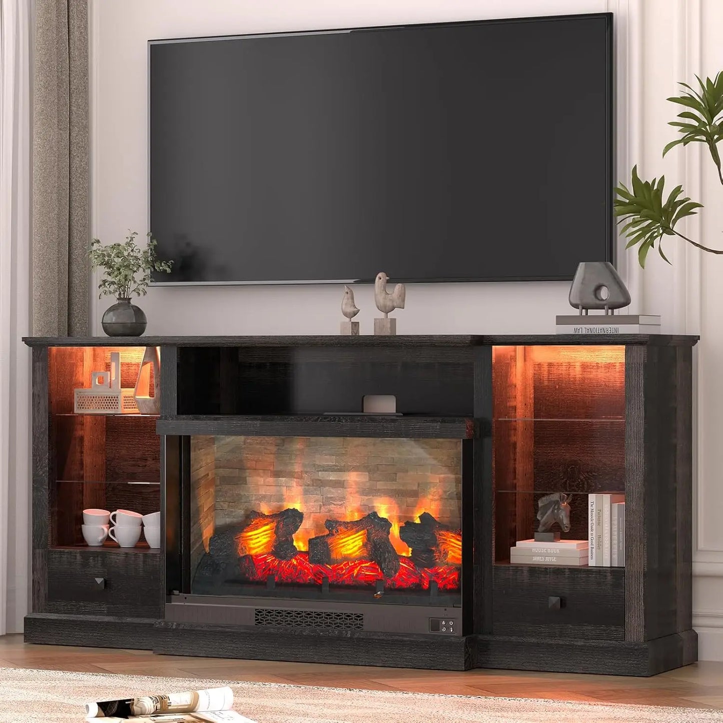 36' Electric Fireplace TV Stand for 80 Inch TV