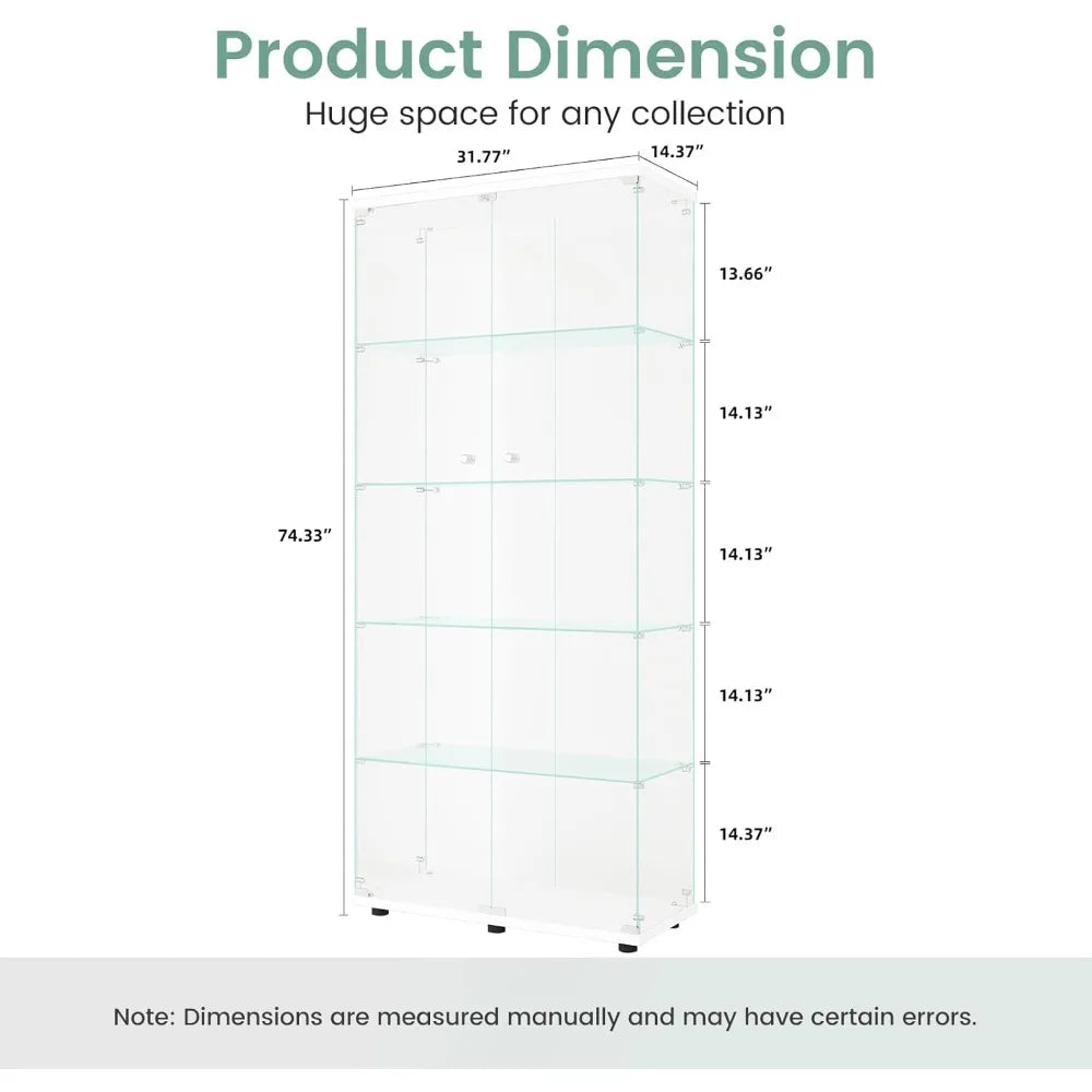 Glass Display Cabinet with 5 Shelves