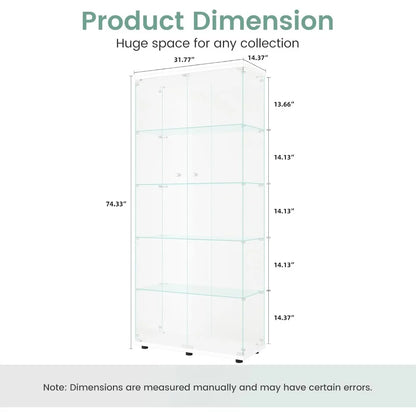Glass Display Cabinet with 5 Shelves