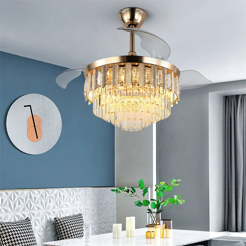Crystal Ceiling Fan With Light
