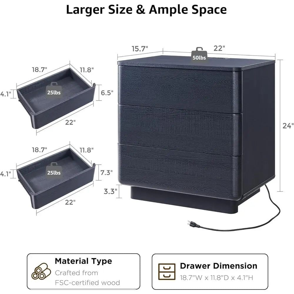 Dual Nightstand Set with Charging Station