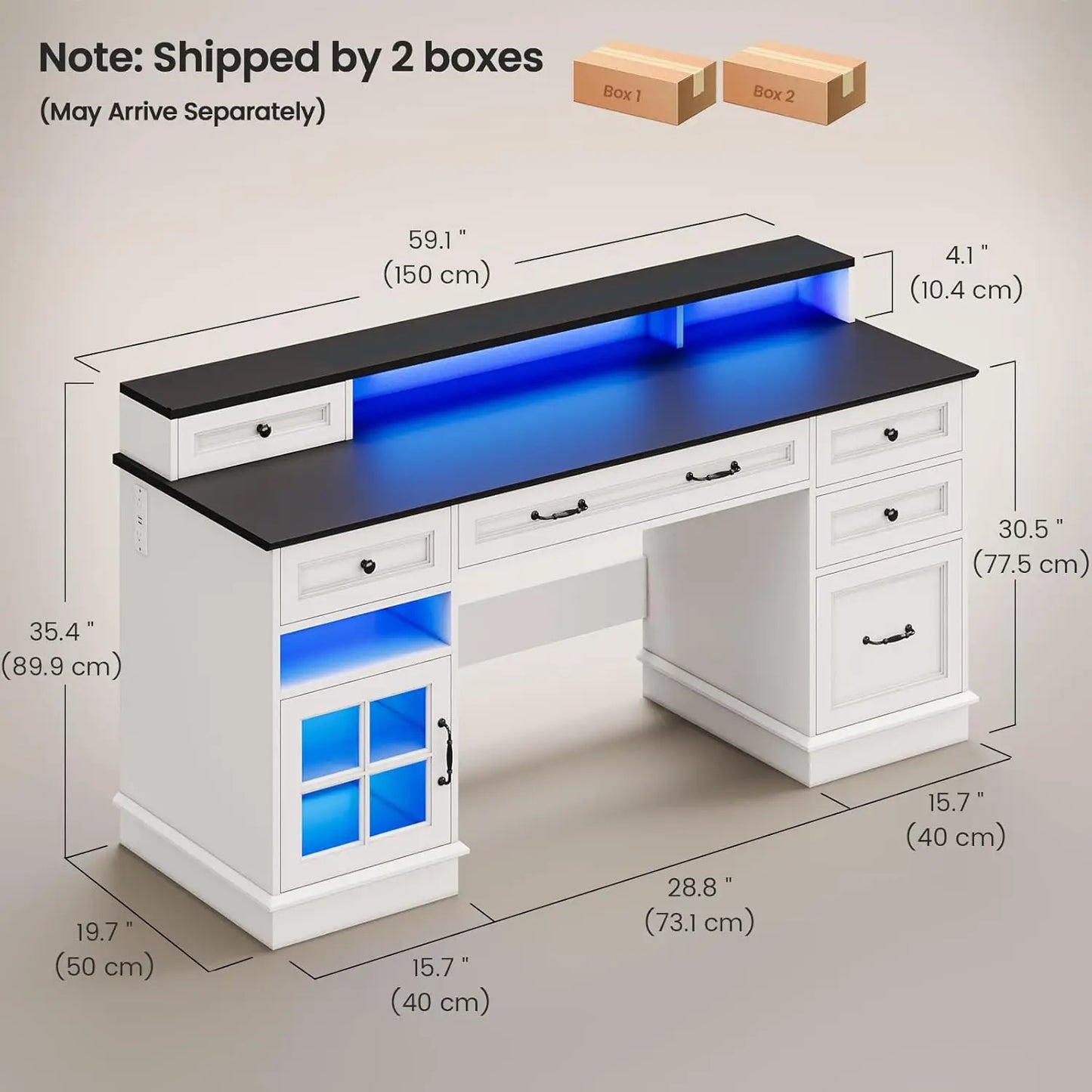 Farmhouse Office Desk with Drawers