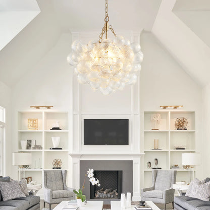 20" Gold Pendant Light Chandelier w/ Threaded Clear Globe Glass
