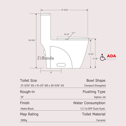 Matte Black Dual-Flush Toilet