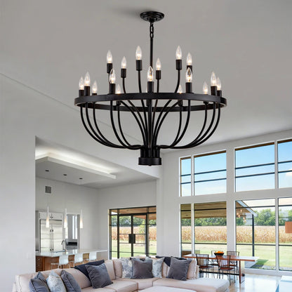 Rustic Vintage Industrial Black Chandelier