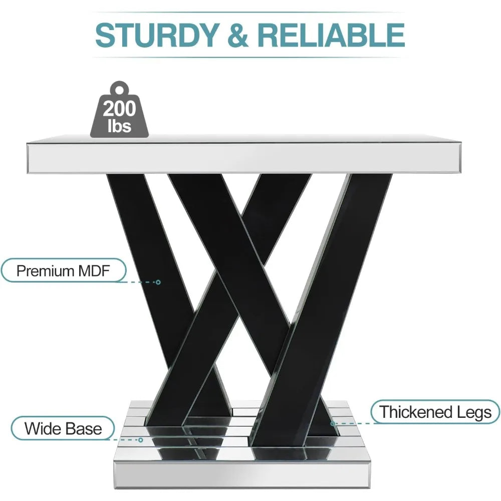 Modern Diamond Inlay Entryway Console Table