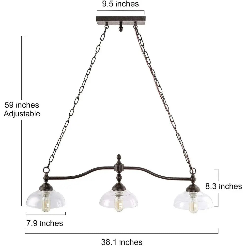 Rustic Black Metal Chandelier with Clear Glass