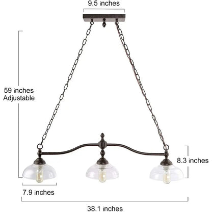 Rustic Black Metal Chandelier with Clear Glass