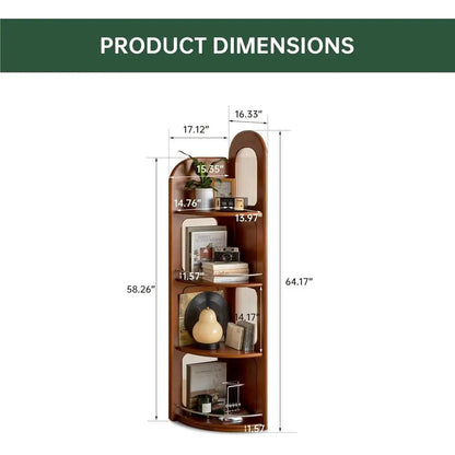 Solid Wood 4-Tier Bookshelf Open Storage