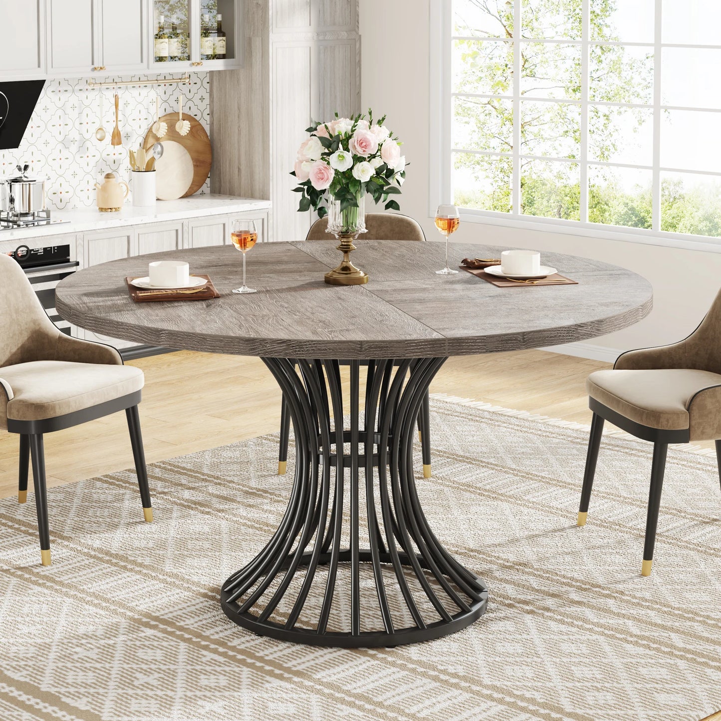 Round Kitchen Dining Table for 4-6 People