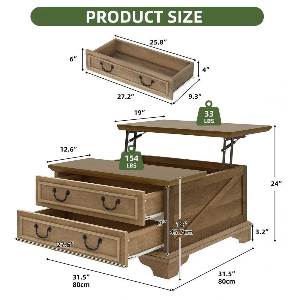 Farmhouse Lift-Top Coffee Table