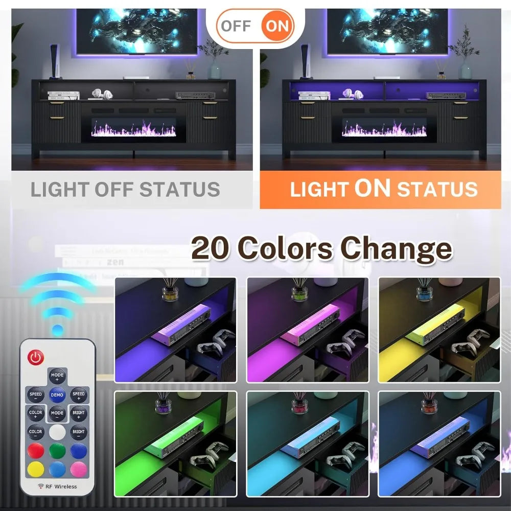 LED Light Entertainment Center w/ 36" Electric Fireplace