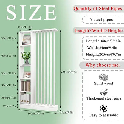Freestanding Room Divider with Shelves