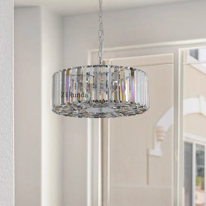 Modern 17" Chrome Crystal Pendant Chandelier