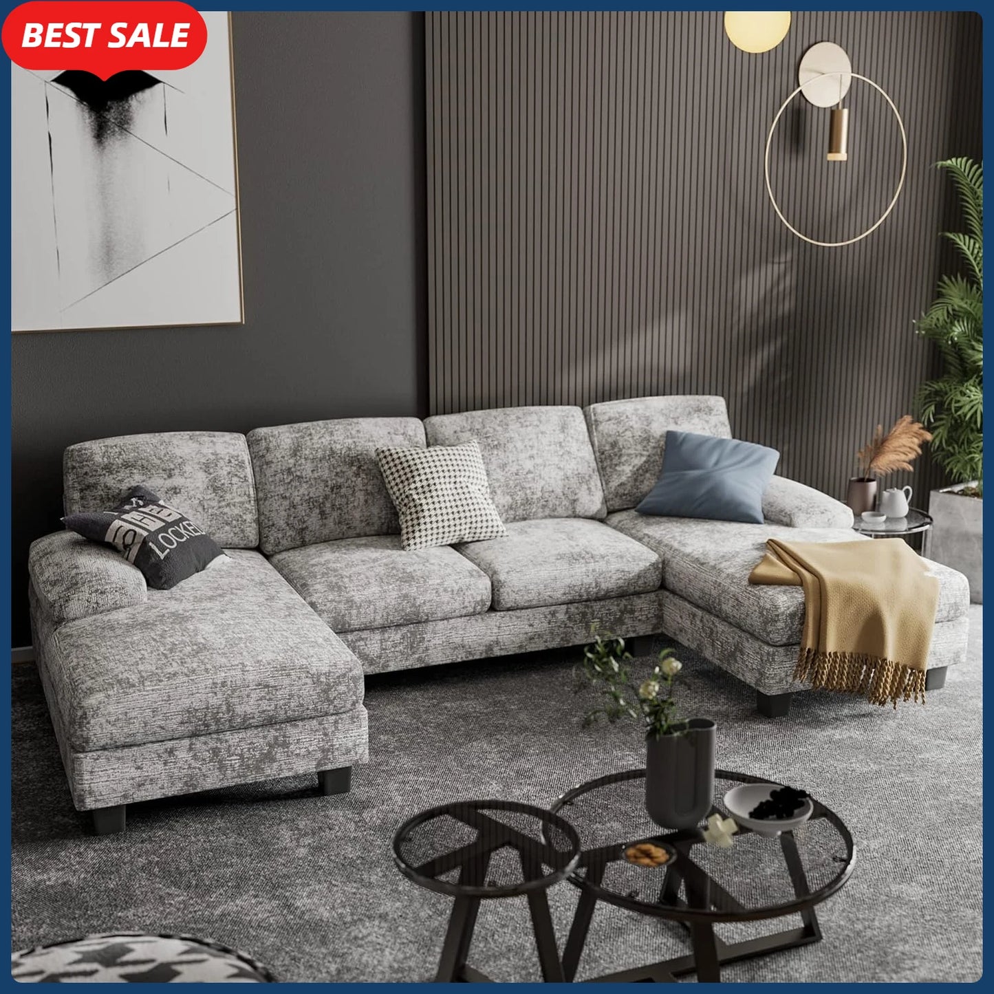 Convertible Sectional Sofa with Double Chaise