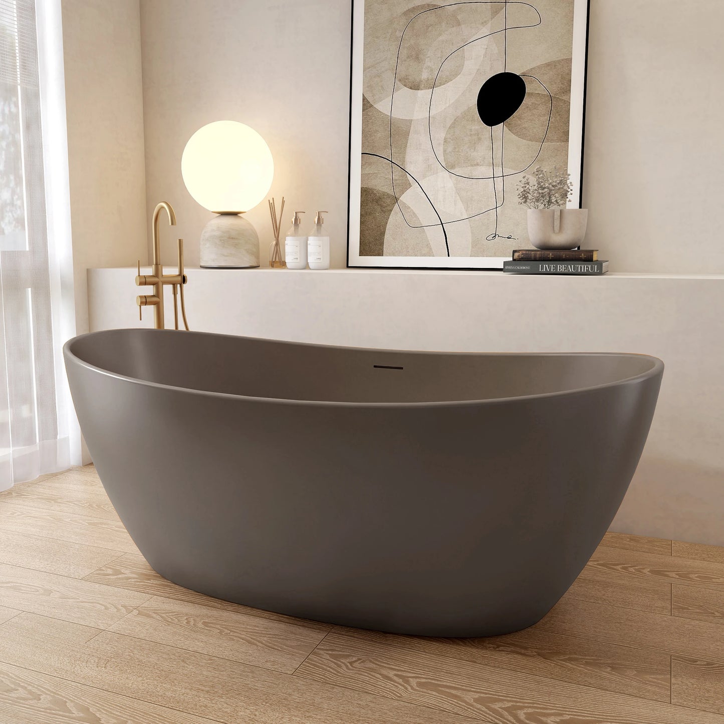 65" Coffee Gray  Free Standing Bathtub