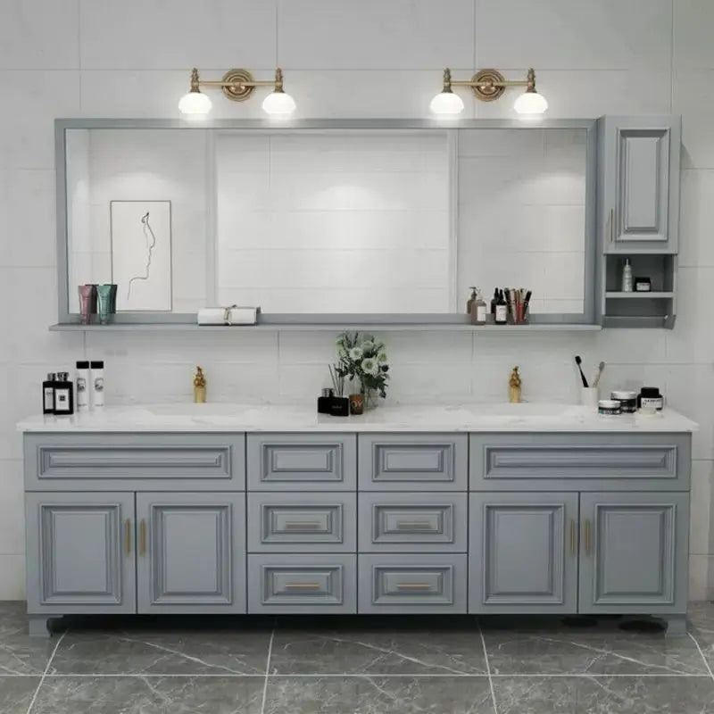White Solid Wood Bathroom Vanity