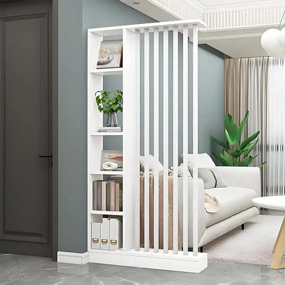 Freestanding Room Divider with Shelves