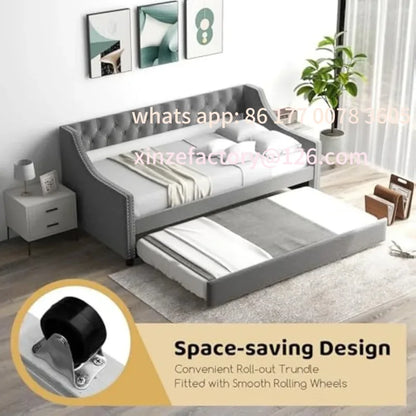 Upholstered Twin Daybed with Modern Trundle Bed