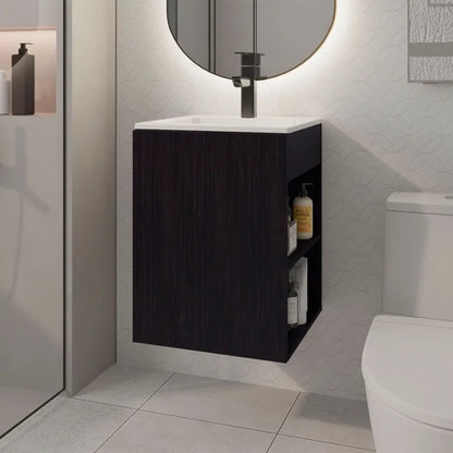 Wall Mounted Bathroom Vanity w/ 1 Door 2 Shelves