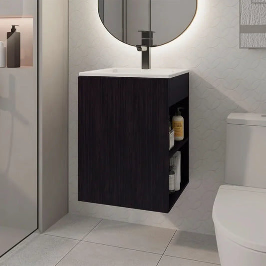 Wall Mounted Bathroom Vanity w/ 1 Door 2 Shelves