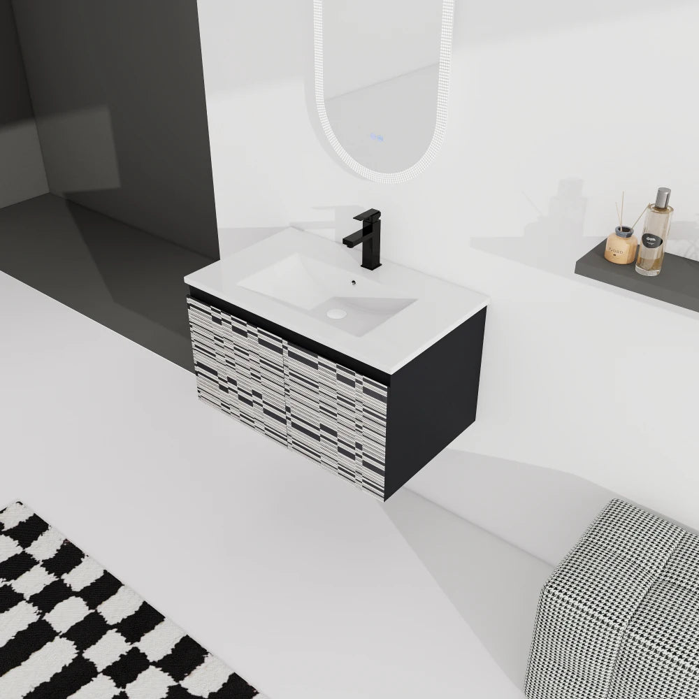 30'' Floating Ceramics Sink w/ Soft-Close Cabinet Door