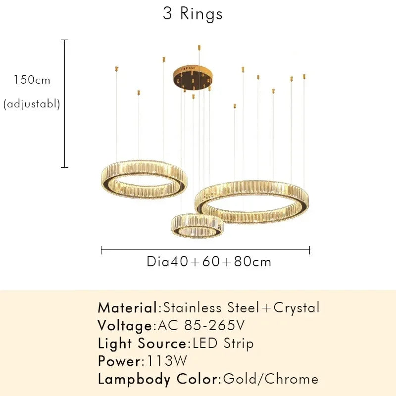 Modern Luxury Crystal Ring Chandelier