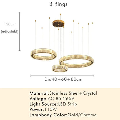 Modern Luxury Crystal Ring Chandelier