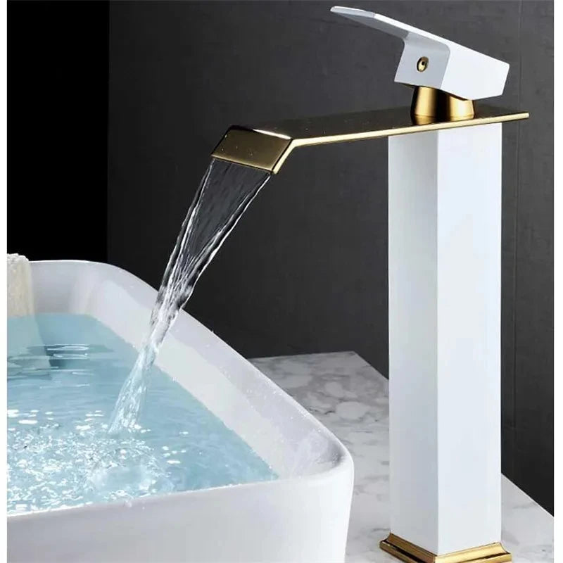 Gold and Black Waterfall Bathroom Faucet