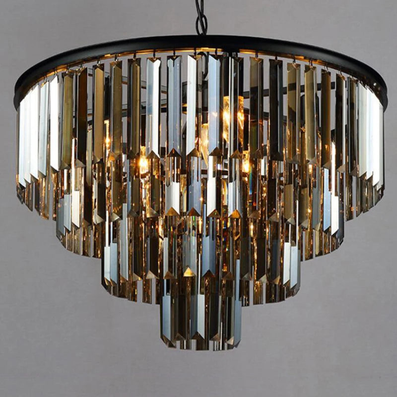 Elegant Smoky Gray Crystal Chandelier