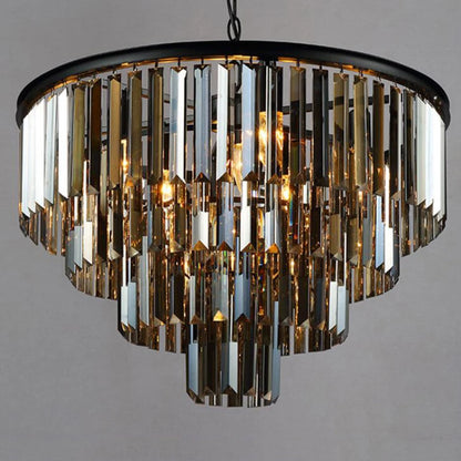 Elegant Smoky Gray Crystal Chandelier