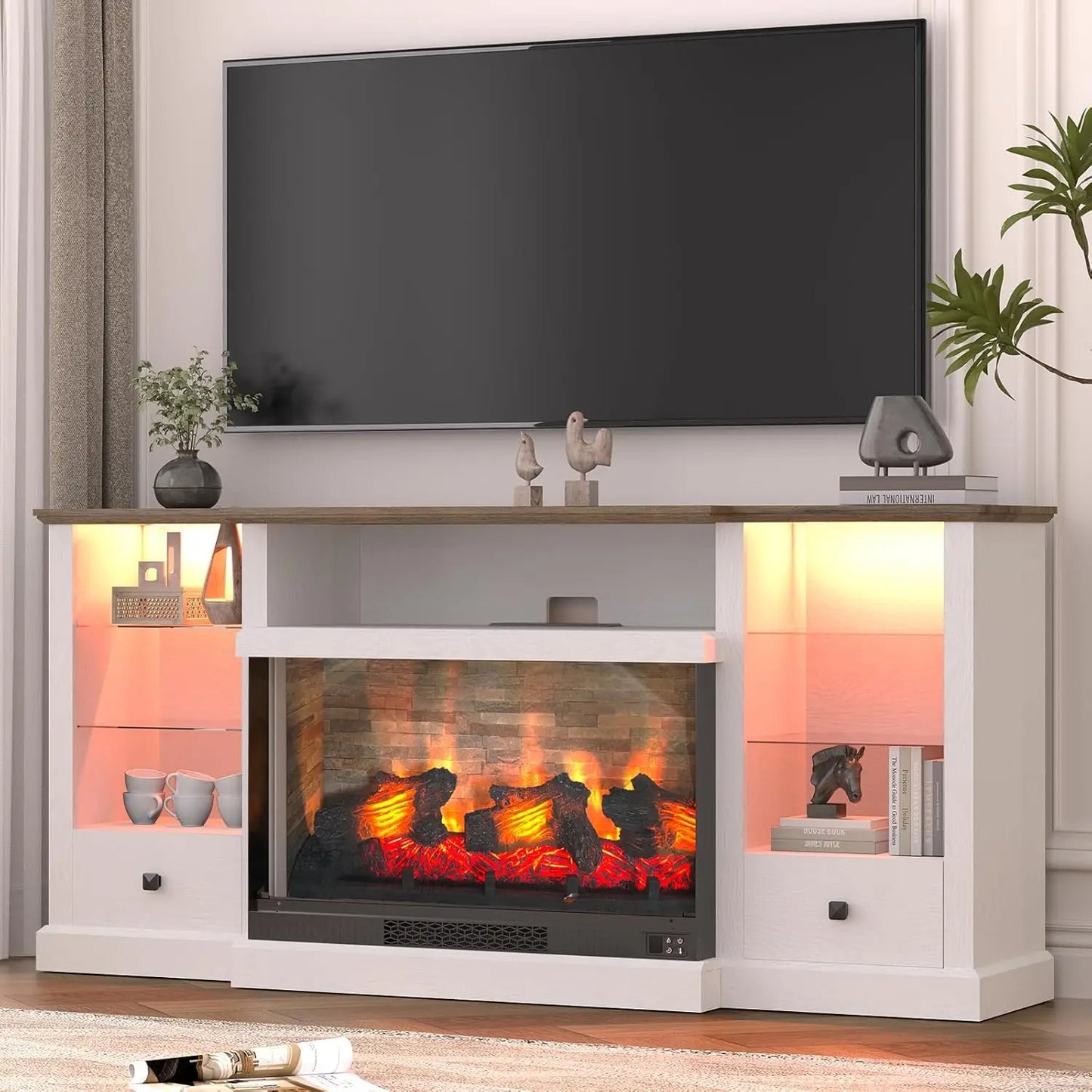 36' Electric Fireplace TV Stand for 80 Inch TV