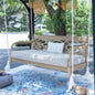 Mahogany Wood Lime Wash Outdoor Swing Daybed with Oyster Cushion